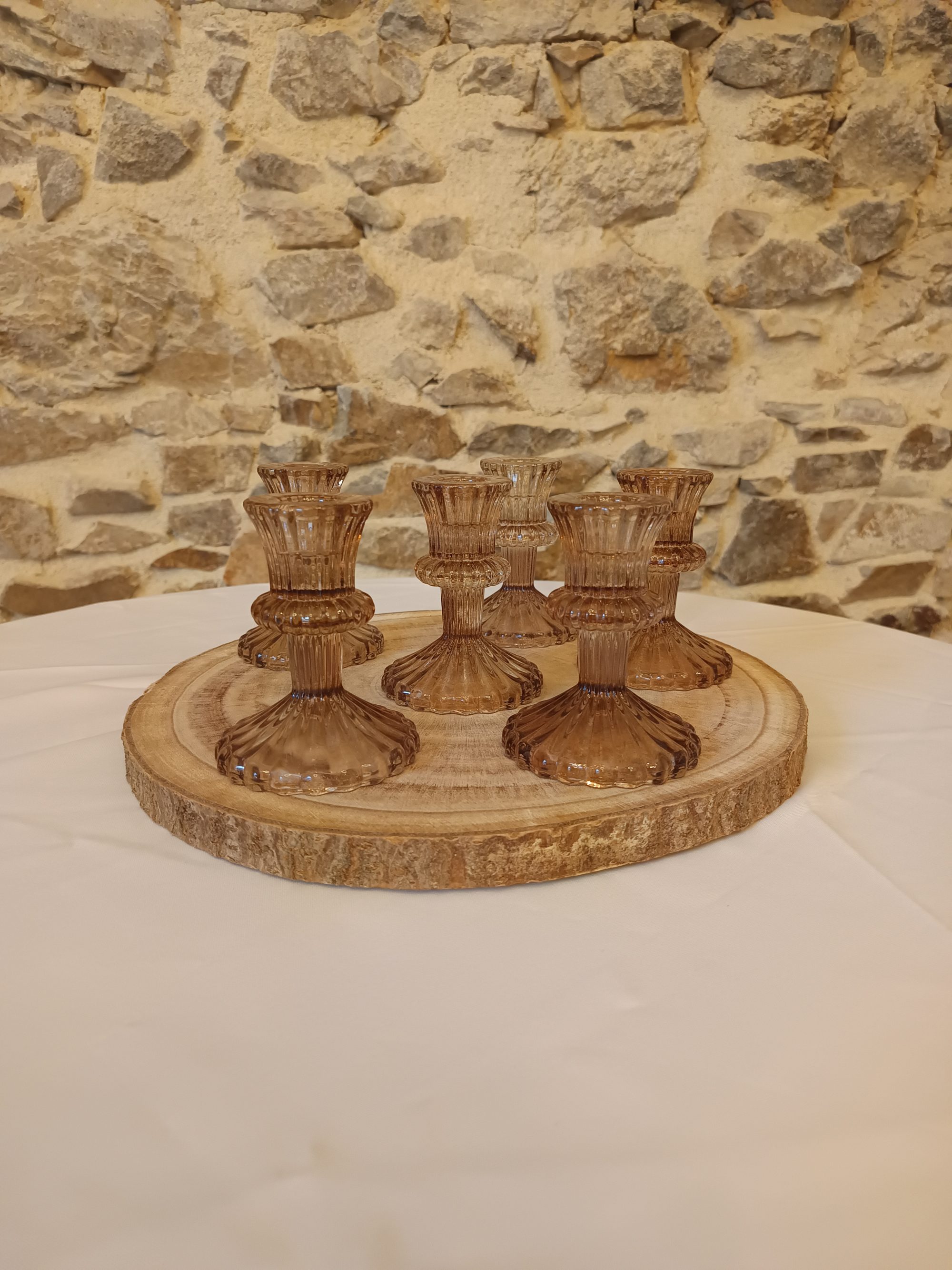 6 bougeoirs en verre teintés