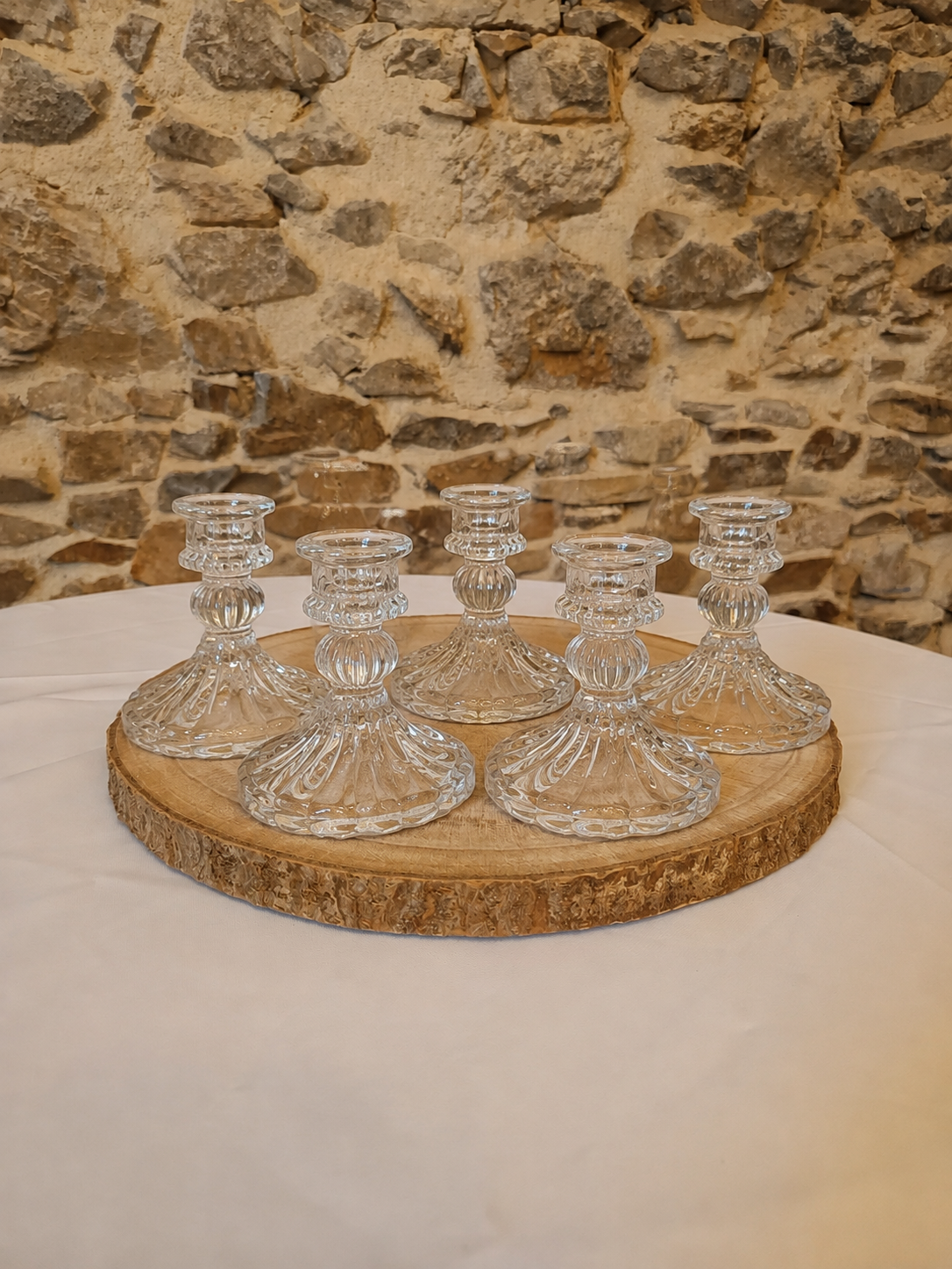 5 bougeoirs en verre