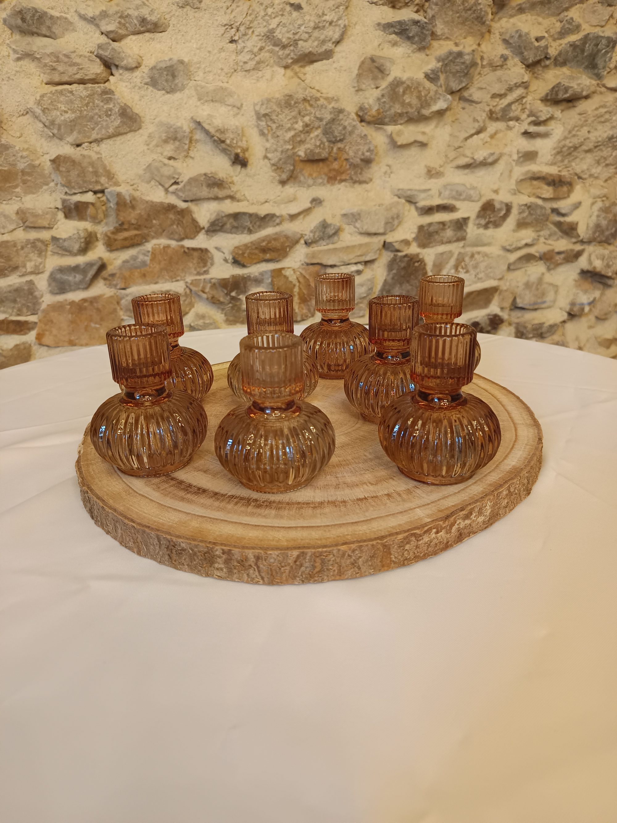 8 Bougeoirs ambrée réversible